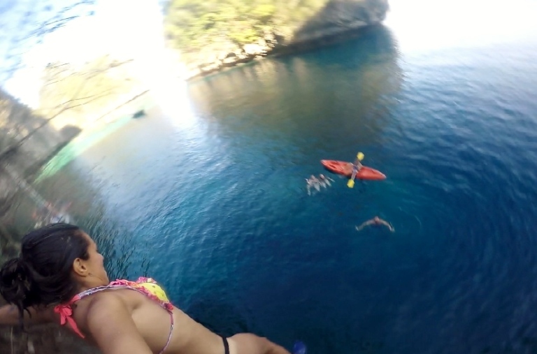 Cliff jumping and about to lose the GoPro